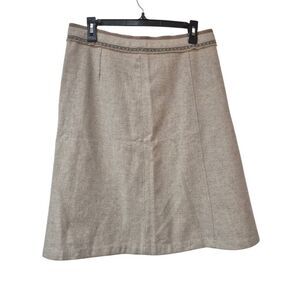 Gap Women's Heather Gray Wool Mix A-Line Midi Lined Skirt EUC